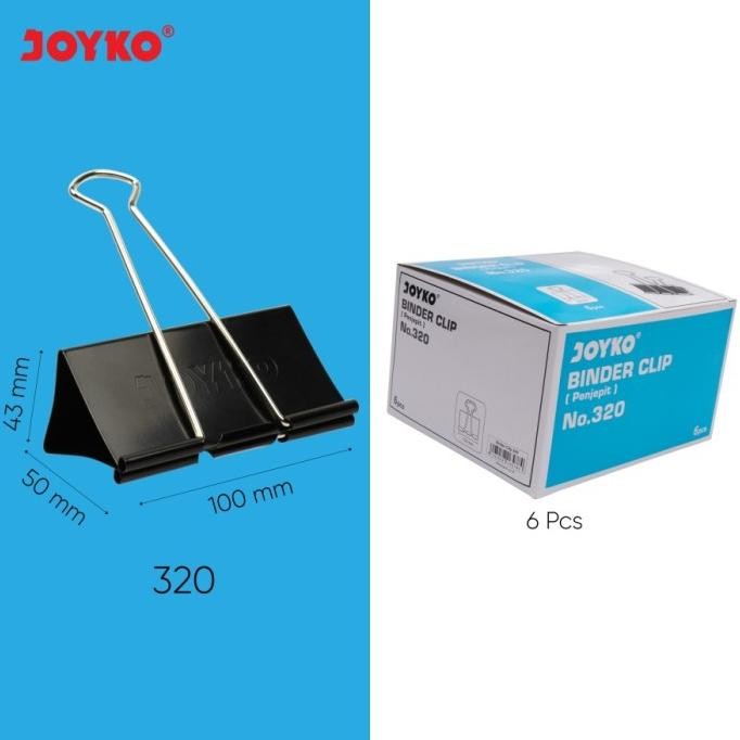 

ready Joyko Binder Clip No. 320 (1 Box 6 Pcs) / Binder clip joyko paling besar - Klip Kertas murah