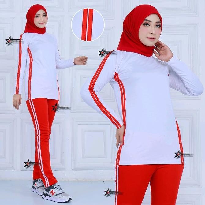 Ready One Set Baju Senam Wanita / Setelan Baju Olahraga Senam Wanita Lengan Panjang / Stelan Senam /