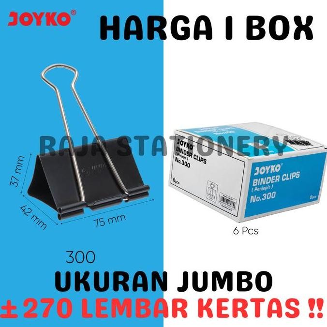 

ready Joyko Binder Clip 300 75mm BESAR JUMBO / Klip Penjepit Kertas BESAR No.300 murah