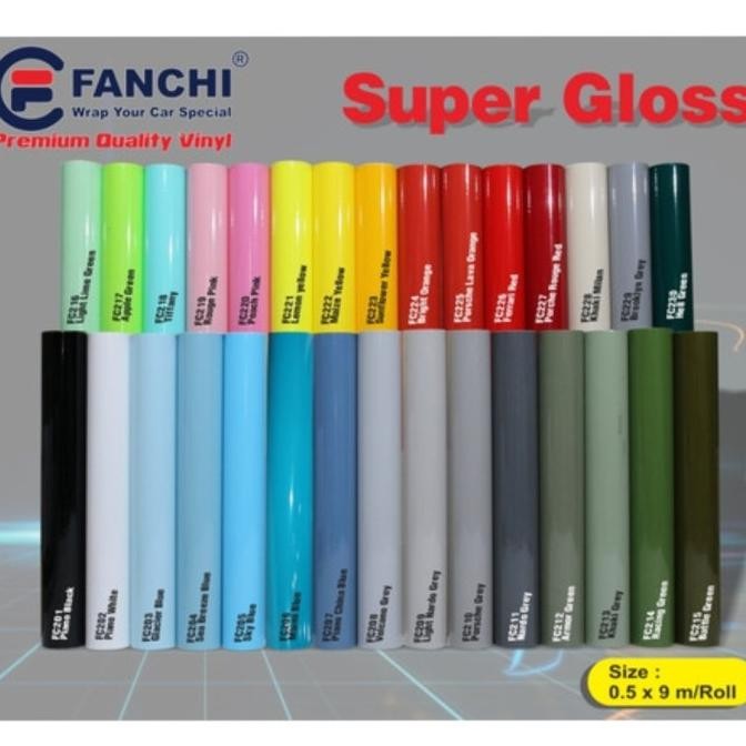 

ready ROL Sticker Fanchi Super Gloss Glossy SERIES Premium Wrap 50CM ROLL murah