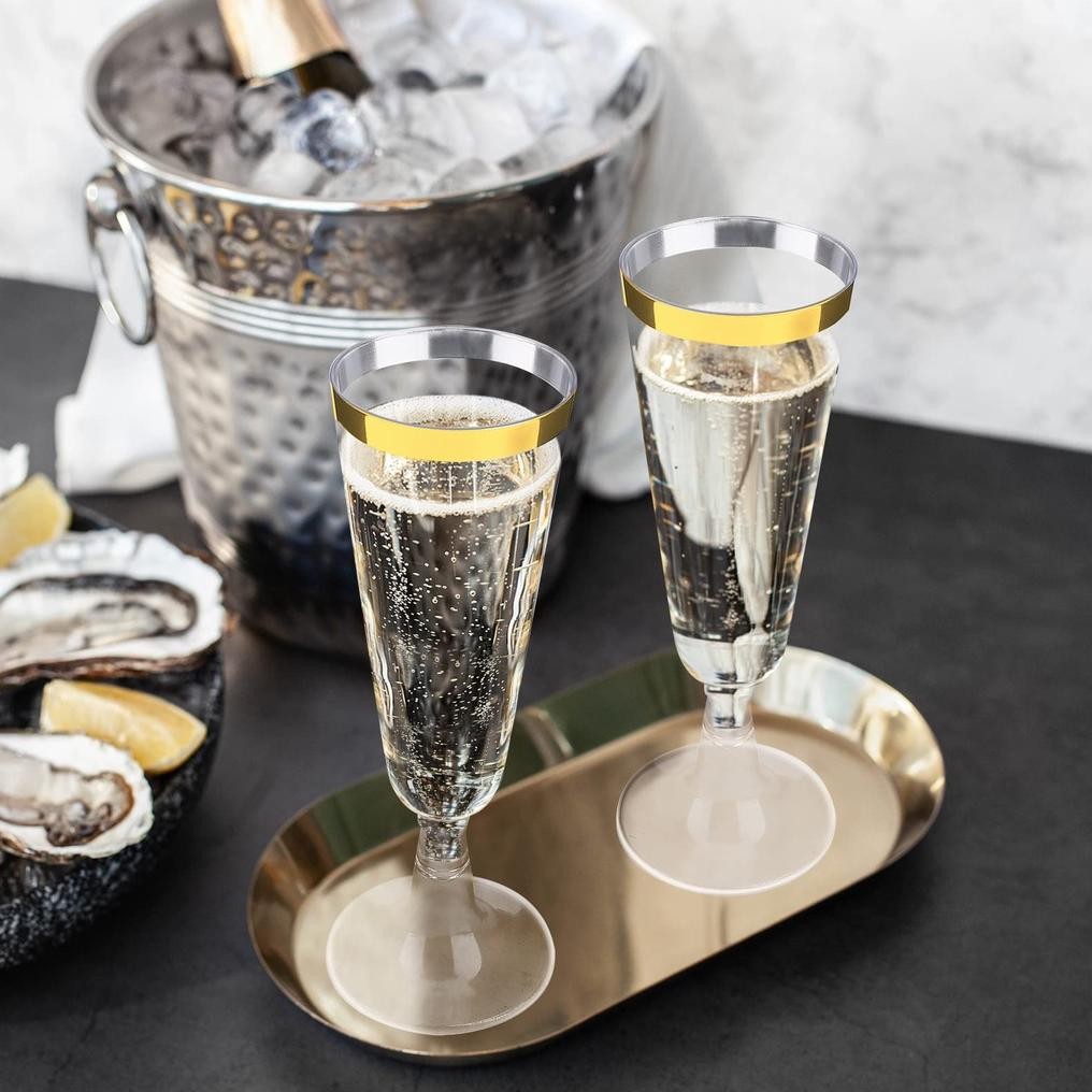 Premium 5Pcs Champagne Glass / Gelas Kaki Plastik / High Quality Phnom Penh Wine Glass Party Supplie