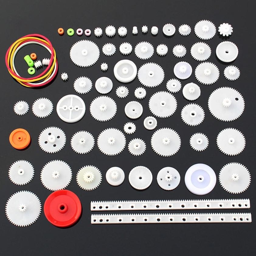 Premium 75Pcs/Set Roda Gigi Plastik DIY Robot Arduino - Gear Pulley Spindle Crown Worm Rack Shaft Be