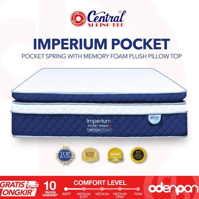 ready  CENTRAL Kasur Spring Bed Mattress Imperium Pocket Spring Memory Foam