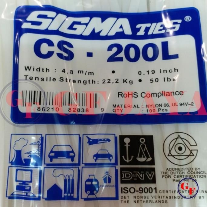 

tyS Kabel Ties Sigma CS 200L / 20cm Putih CS200L Cable Tie White 20 cm