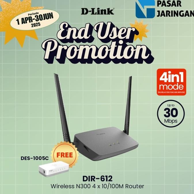 BEBAS ONGKIR - DLINK DIR-612 DIR612 Wireless N300 Router 300Mbps