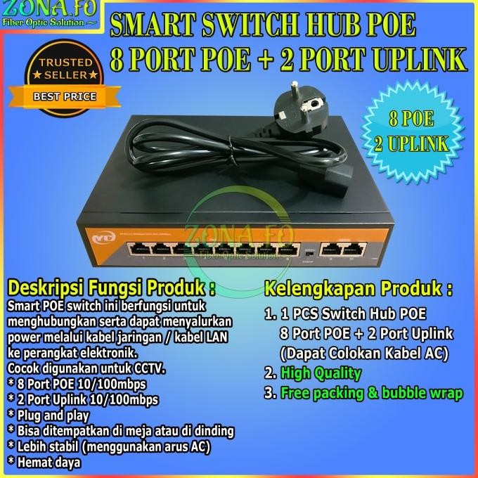 Switch Hub POE 8+2 Port Uplink Switch POE 8 Port + 2 Port Uplink