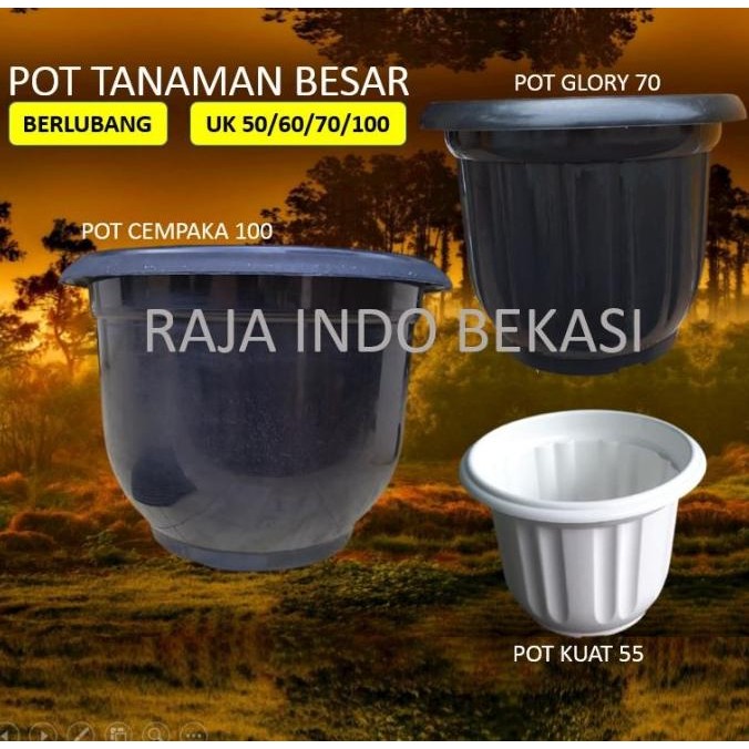 POT Tanaman Besar Jumbo 50 55 60 70 100 cm Pot Bunga Besar Hitam Putih