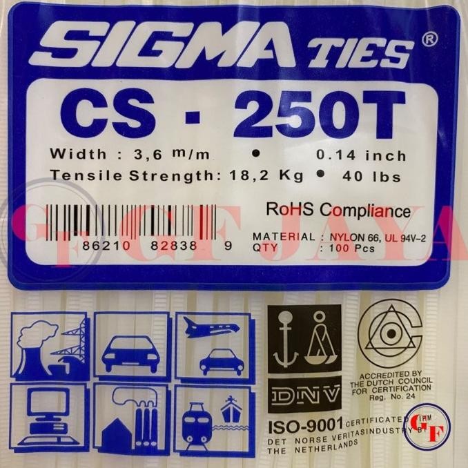 

tyS Kabel Ties Sigma CS 250T / 25cm Putih CS250T Cable Tie White 25 cm