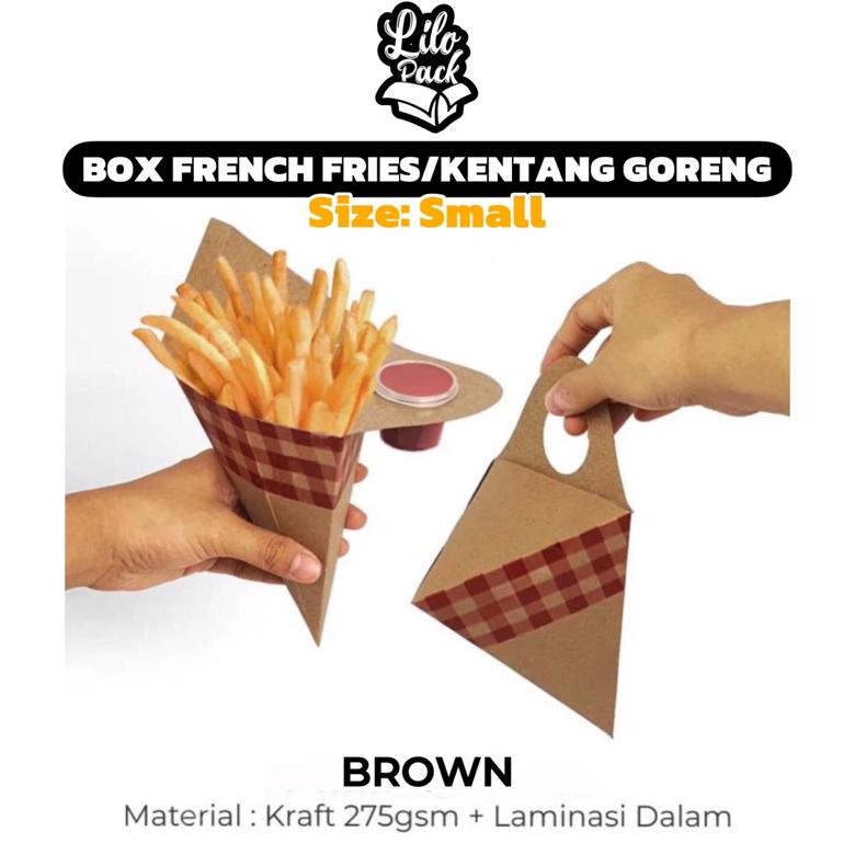 Bisa Cod [Ecer Min. 5Pcs] Box Kentang Goreng Kraft Size Small + Saus Cup 25Ml | Dus Packaging French
