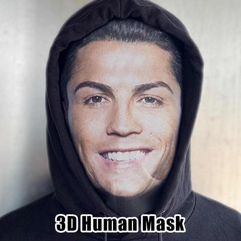 Premium 3D Topeng Halloween Cosplay CR7/Messi/CR/Cristiano Ronaldo 3D Seamless Magic Funny Celebrity