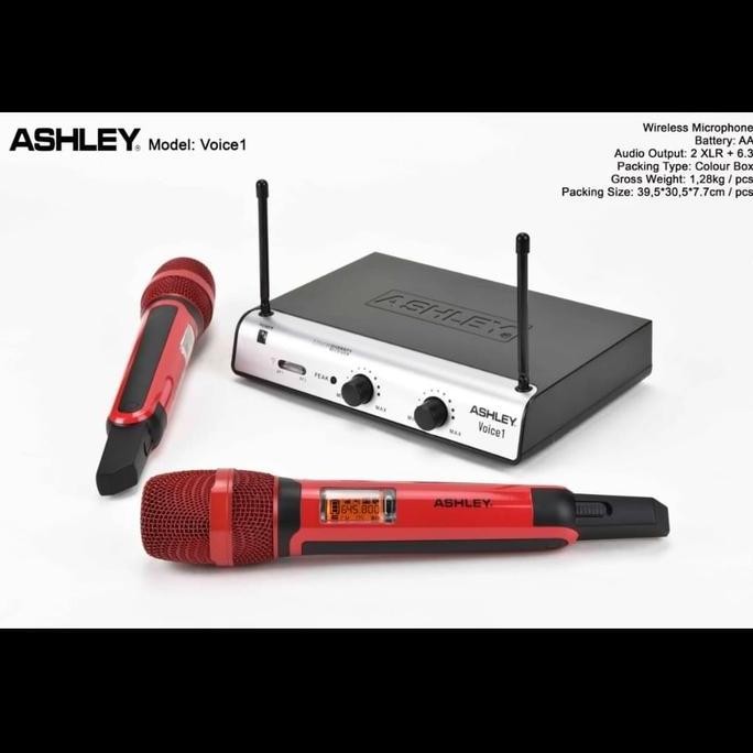 mic ashley voice1/voice 1 microphone wireless 2mic pegang original