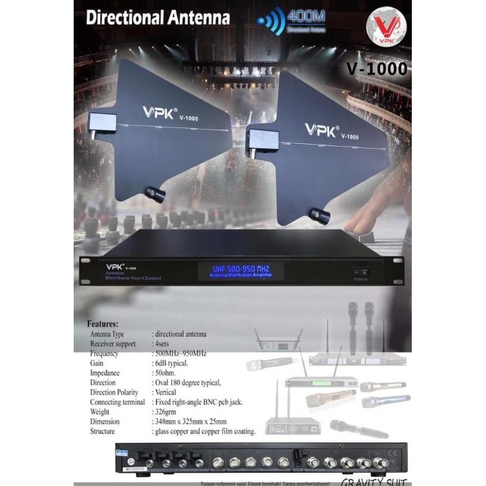 Penguat Sinyal Mic Wireless VPK V1000 Antena Mic Wireless VPK V 1000