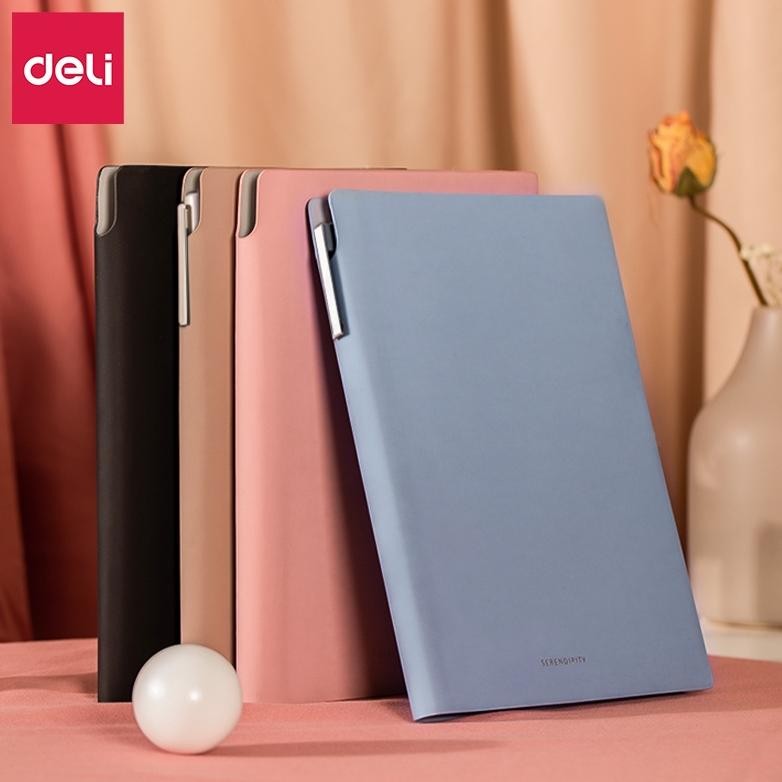 

Deli Leather Cover Notebook / Buku Catatan / Agenda Sampul Kulit A5 96 112 Lembar Soft Cover Paper Pocket EN128L murah