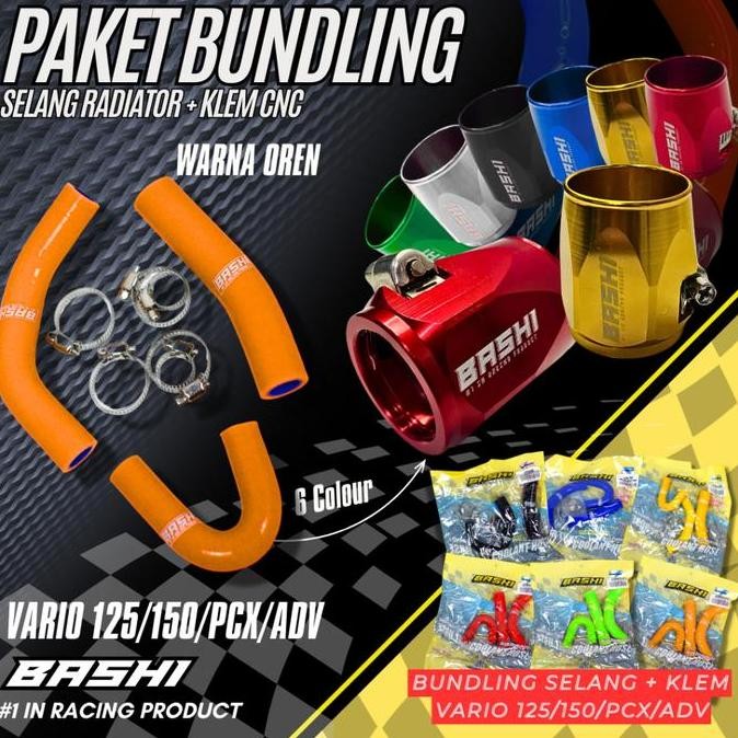 Bashi Paket Selang Radiator Coolant Hose Include Klem CNC HONDA VARIO 125/150 PCX/ADV H2 Engine Moto