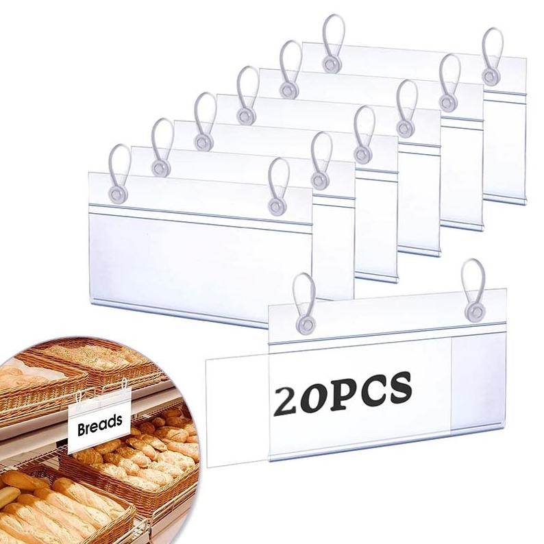 

Premium 20Pcs Price Tag Akrilik Tempat Price Tag Label Harga Gantung Universal Label Holder Utk Minimarket/Supermarket/Bakery High Quality