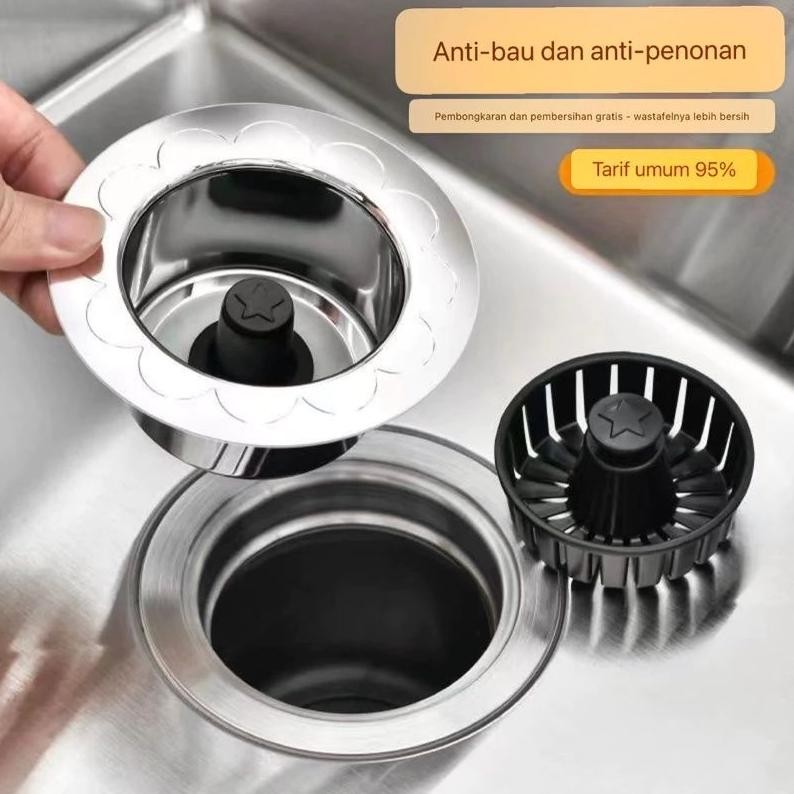 Premium Saringan Wastafel Cuci Tangan Saringan Bak Cuci Piring Stainless Filter Wastafel Cuci Piring