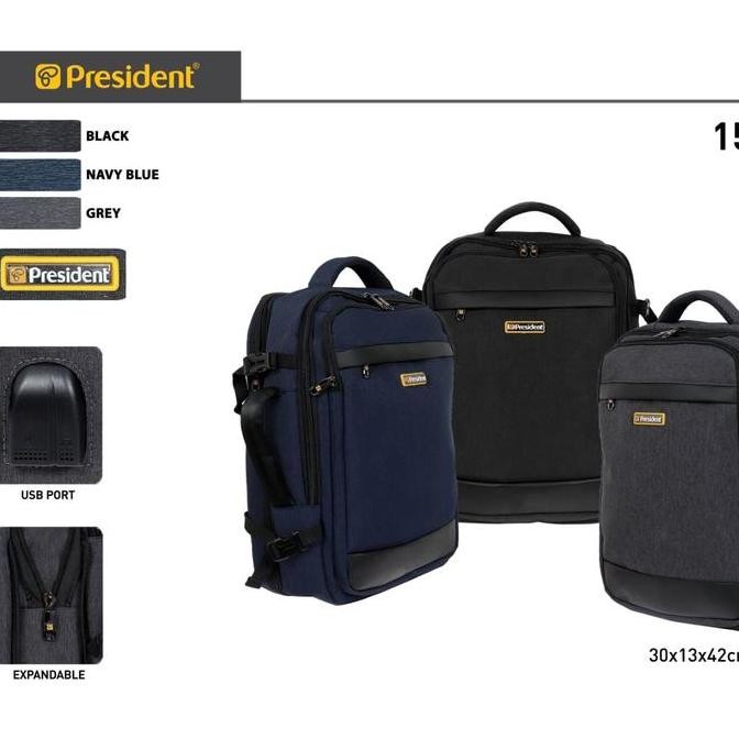 Tas Ransel President 1588 Backpack Laptop Pria Wanita Anti Air New Stok