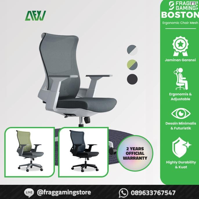 Boston Kursi Ergonomic Chair Mesh Office Chair Lumbar Support New Stok