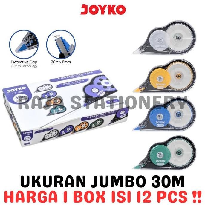 

NEW JOYKO CORRECTION TAPE 30m JUMBO TIPEX KERTAS JOYKO KERING TIPX BESAR CT-588 BOX LUSIN [12PCS]