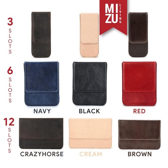 

TERMURAH - MIZU TAISAKU HARD Fountain Pen Case 3/6/12 Slot Inspired Galen Leather