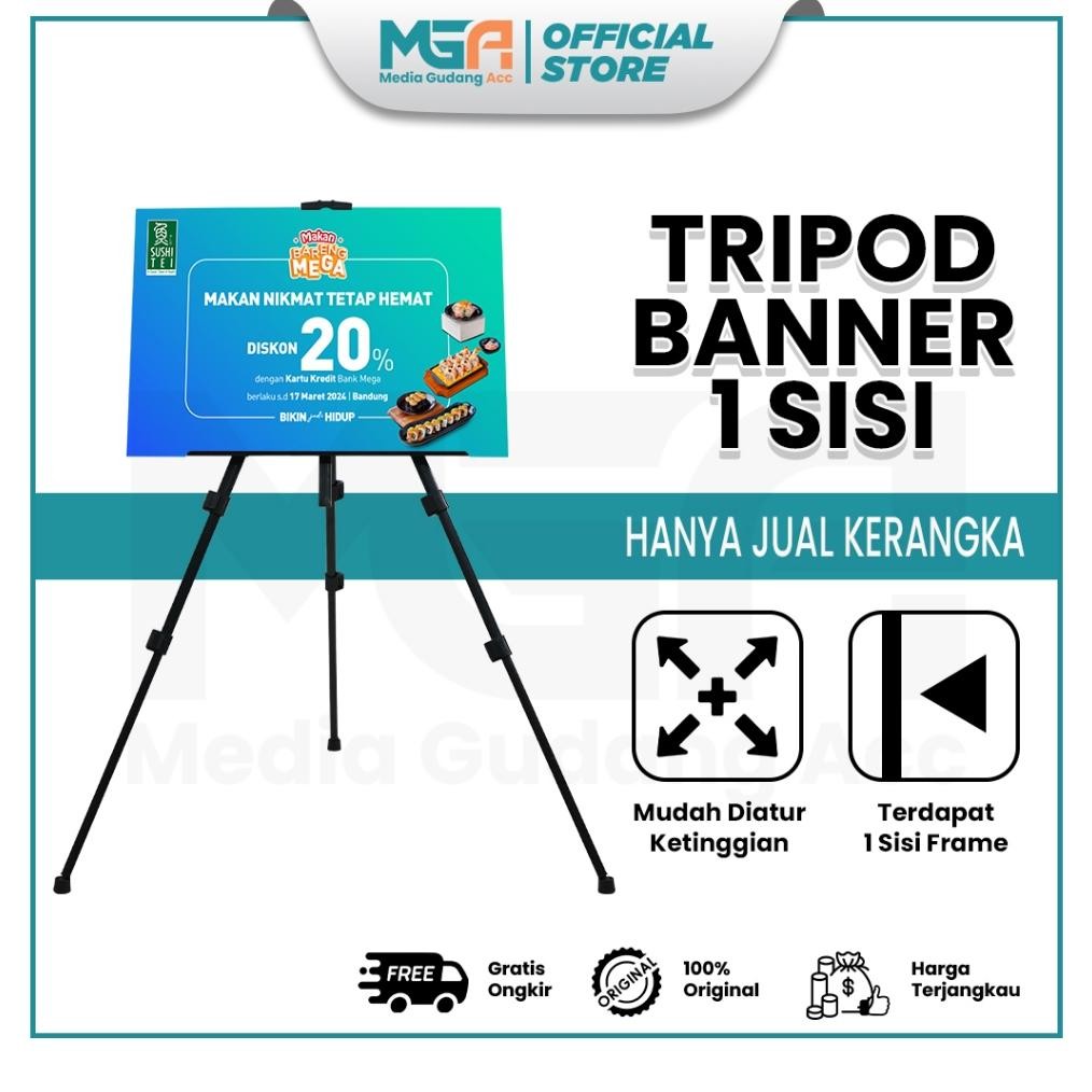 redi Tripod Banner 1 Sisi / Stand Frame / Banner Stand / Stand Foto Wedding / Standing Frame Lukis /