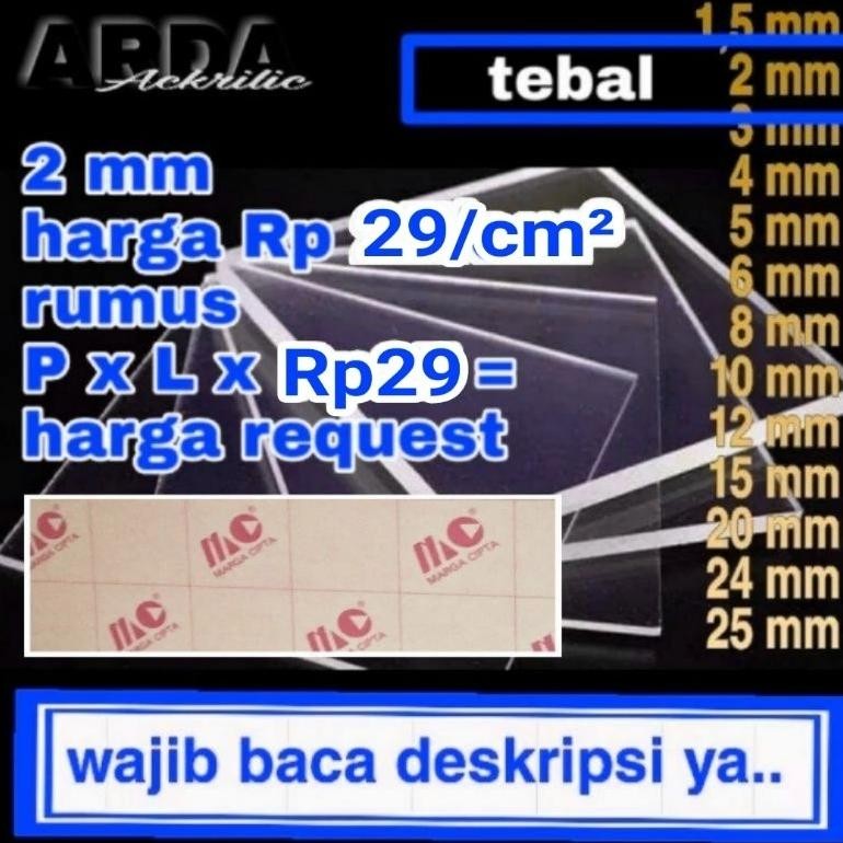

redi Akrilik 2mm bening custom size marga cipta akriliik lembaran