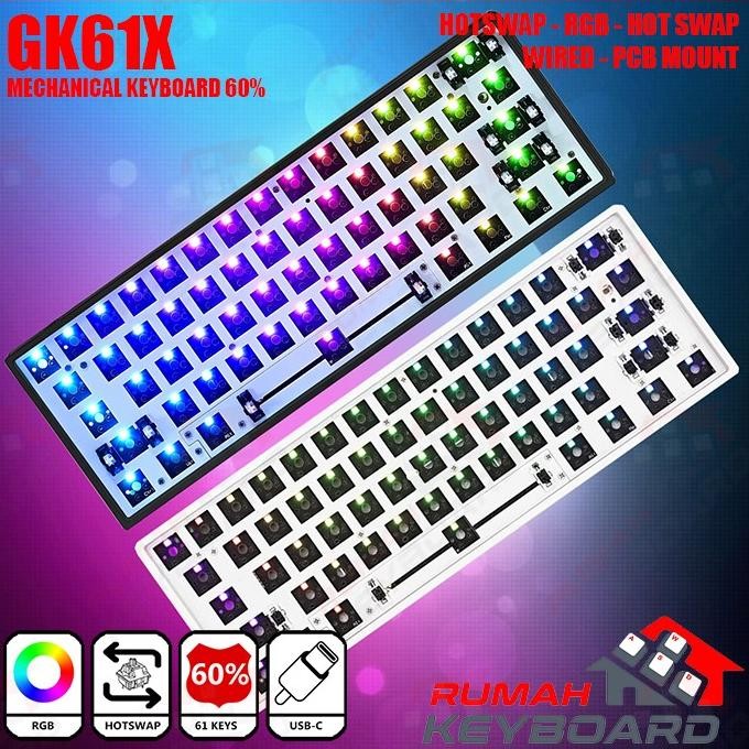 Gk61X - Wired - Rgb - 60% - Hotswap - Mechanical Keyboard - Barebone New Stok