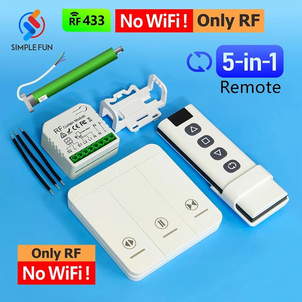 433Mhz Roller Shutter Curtain Remote Control Switch Modul 110V 220V, Sakelar Panel Dinding, Remote 5