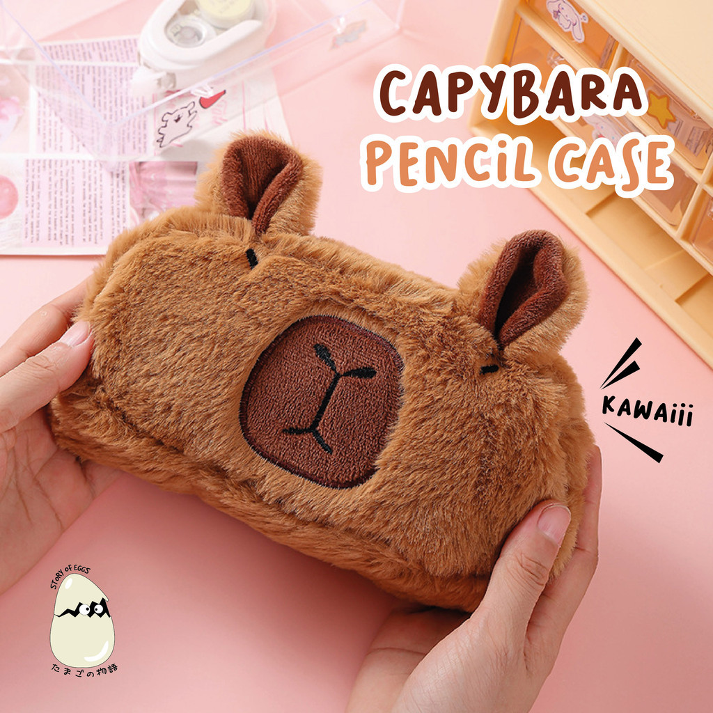 

Fluffy Capybara Plush Pencil Case Kawaii Capybara Stuffed Animal Kapibara Bulu Lucu Kotak Pensil