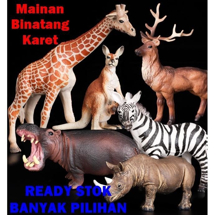 Figure Hewan Animal Model Toys Koleksi Mainan Binatang Karet Gajah Macan Beruang Rusa Harimau Zebra 