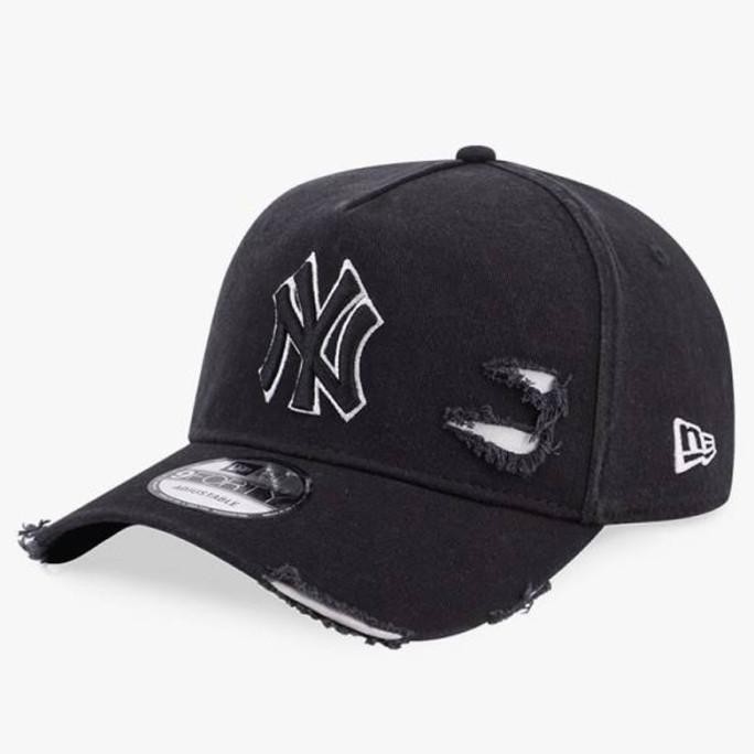 Topi new era damage black white