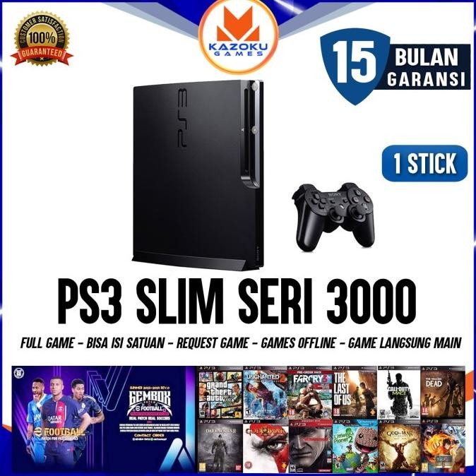 PS3 PS 3 SLIM SONY PLAYSTATION OFW SERI 3000 160GB - 500GB + 1STICK OP murah