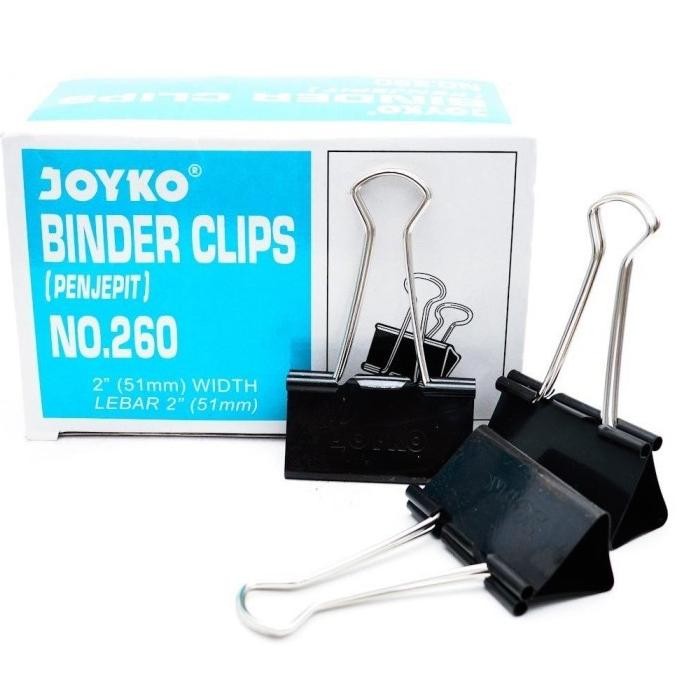 

we-12 GTU-712 Joyko Binder Clip No 260 Hitam Original Per Kotak (Isi 12 PCS) / Klip Binder 260 Kertas Penjepit Kertas Joyko Hitam Per Kotak Premium Sale