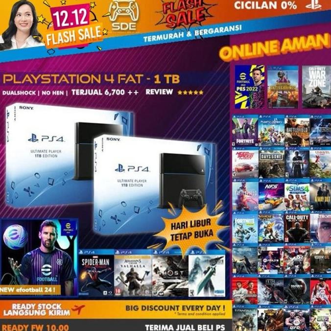 PS4 FAT 1TB Ori dan Bergaransi/Playstation/PS 4 bukan Slim/Pro game murah