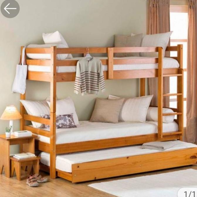 ranjang tingkat kayu jati susun