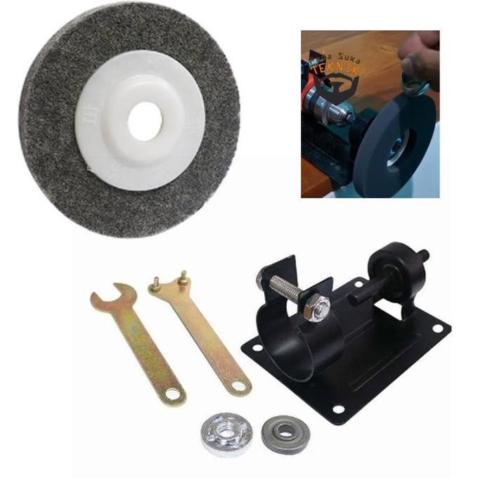 favorit] adaptor dudukan mesin bor jadi gerinda + mata poles gosok amplas asah batu akik/alam