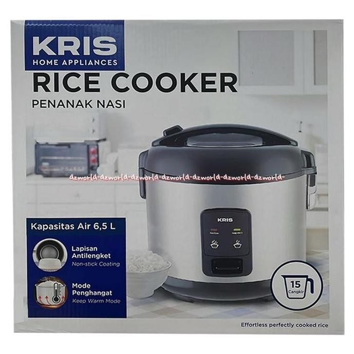 kris rice cooker 6.5l penanak nasi memasak menghangatkan nasi 6.5liter krisbow warna silver ricecook