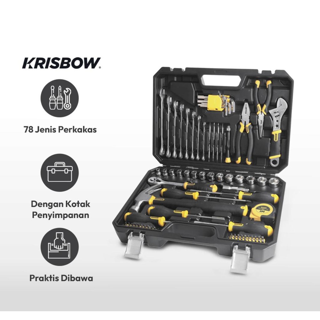 KRISBOW TOOL KIT SET 78 PCS KOTAK PERALATAN PERKAKAS MEKANIK