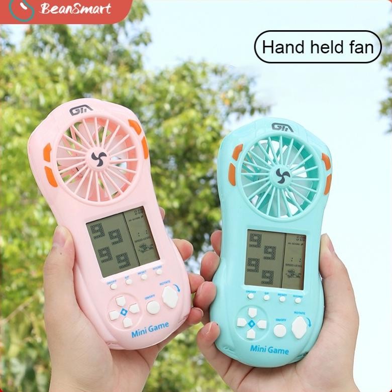 Mini Fan Portable Tetris Bricks Game Kipas Genggam Kecil Konsol Game Genggam Game Kecil