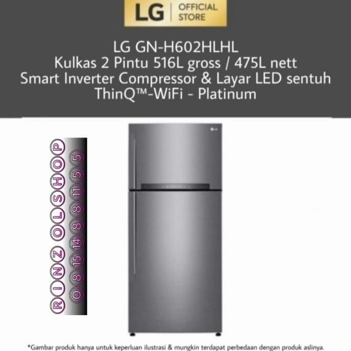 kulkas lg gn-h602hlhl smart inverter 2 pintu thinq gnh602hlhl