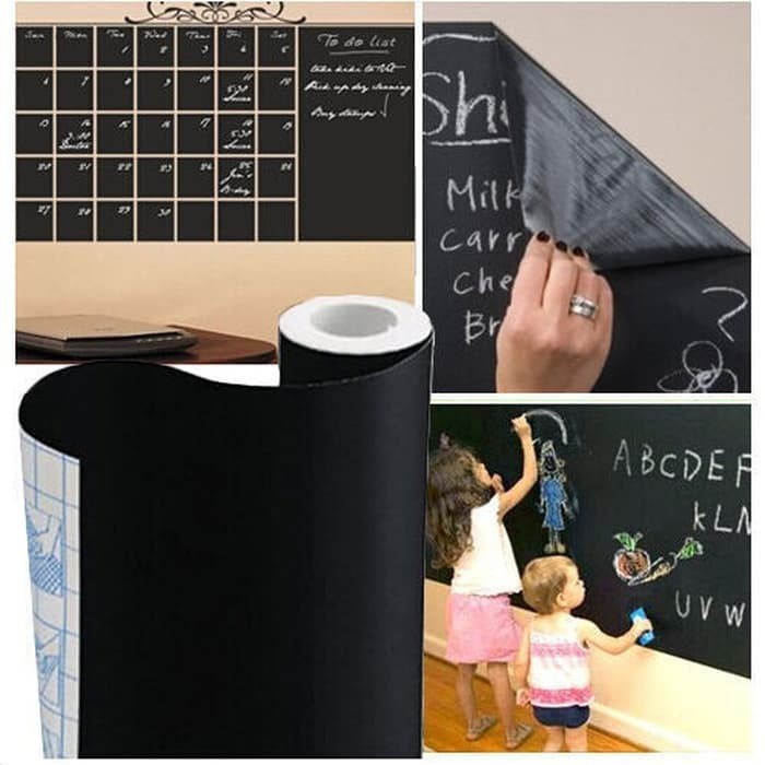 

Stiker Papan tulis Whiteboard Blackboard Spidol Kapur tempel Putih & Hitam 60 x 200 viral tiktok