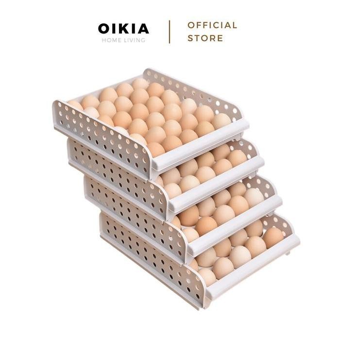 

Terlaris Oikia Rak Telur Tingkat Susun Tempat Penyimpanan Box Telor Egg Box Plastik Putih