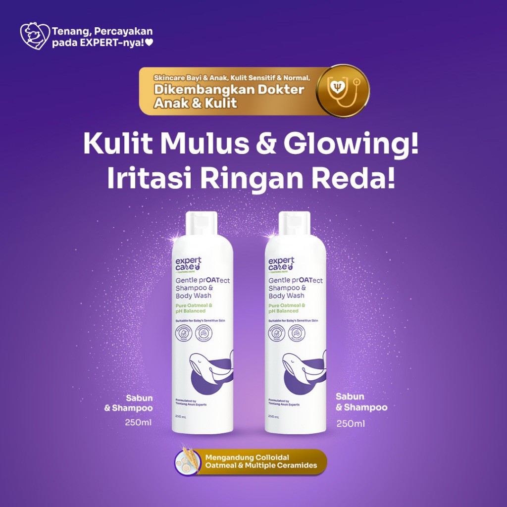 Paket Skincare Anak & Bayi - Expert Care Paket Kulit Lembap, Bebas Ruam - 2pcs 2in1 Shampoo and Body