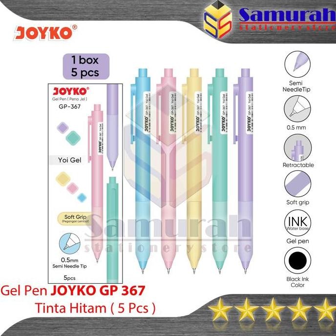 

Gel Pen Joyko Yoi Gel GP 367 Case Pastel / Gelpen Yoi GP367 0.5 mm Cetek ( 5 Pcs ) Tinta Warna Hitam