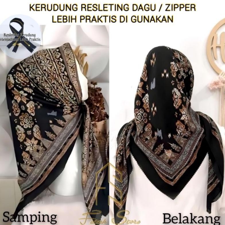 NEW NEW Kerudung resleting instan / hijab zipper motif / hijab instan resleting dagu / kerudung zipe