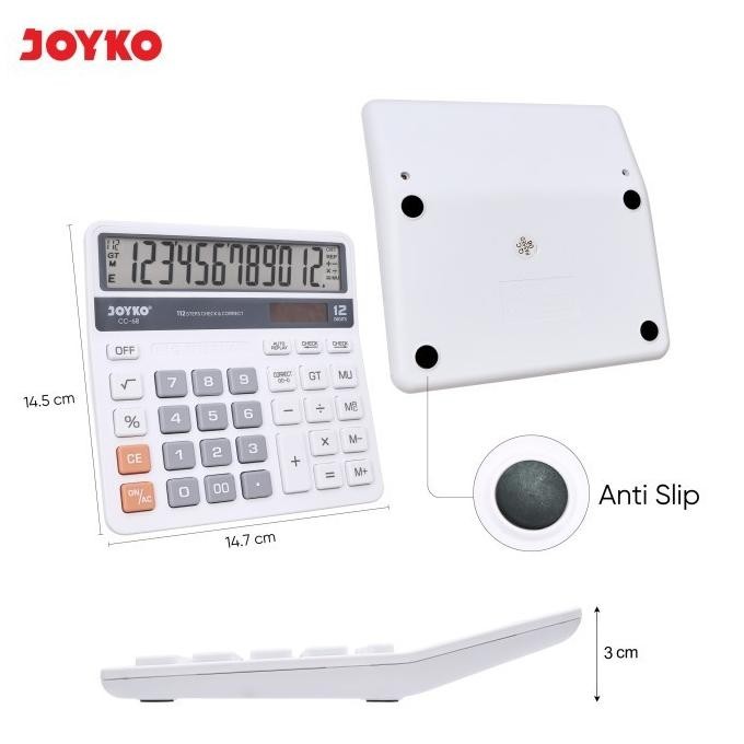 

fg-87 FE24 KALKULATOR CHECK & CORRECT JOYKO CC-68 - Calculator Desktop 12Digit CC68 Berkualitas Terlaris