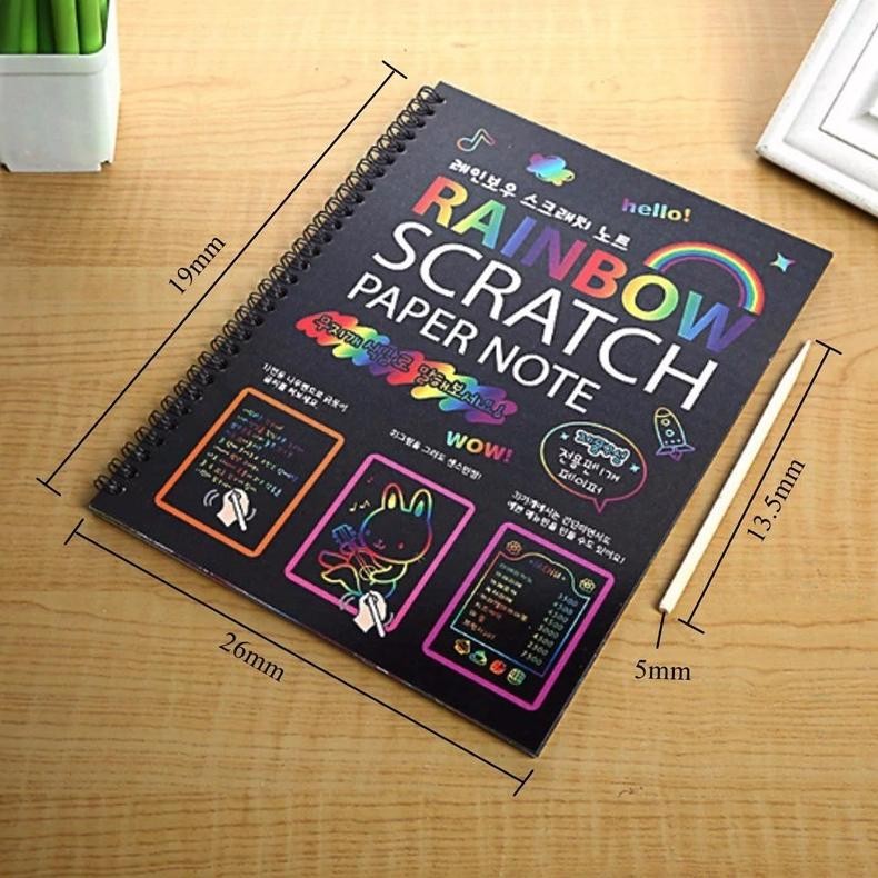 

th-23 jg-56 Magic Color Rainbow Scratch Paper Note book 19X26cm Terlaris Hemat