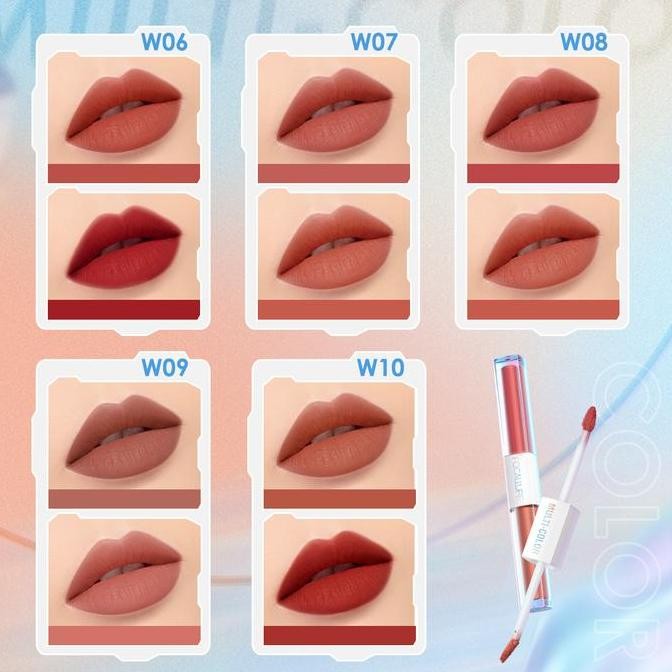 Focallure 2 In 1 Matte Lipstick Waterproof Up To 12H Lip Makeup Lipstik Dua Warna Ombre Tahan Air Ta