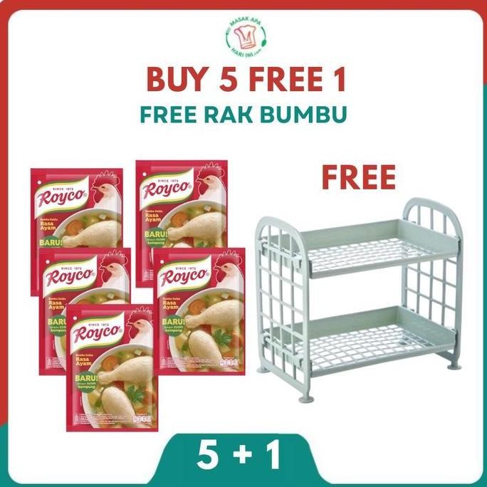 

Terbaru [FREE RAK BUMBU] Buy 5 Royco Bumbu Kaldu Ayam Penyedap Rasa 230G