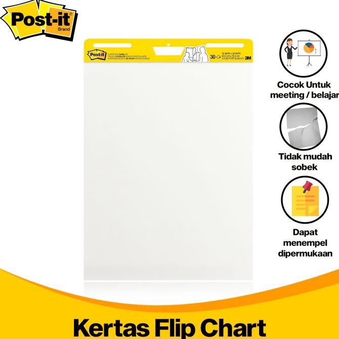 

NEW 3M Post-it Kertas Flip Chart Tempel 63.5 x 76.2 cm 30 Lembar 3M-559SS